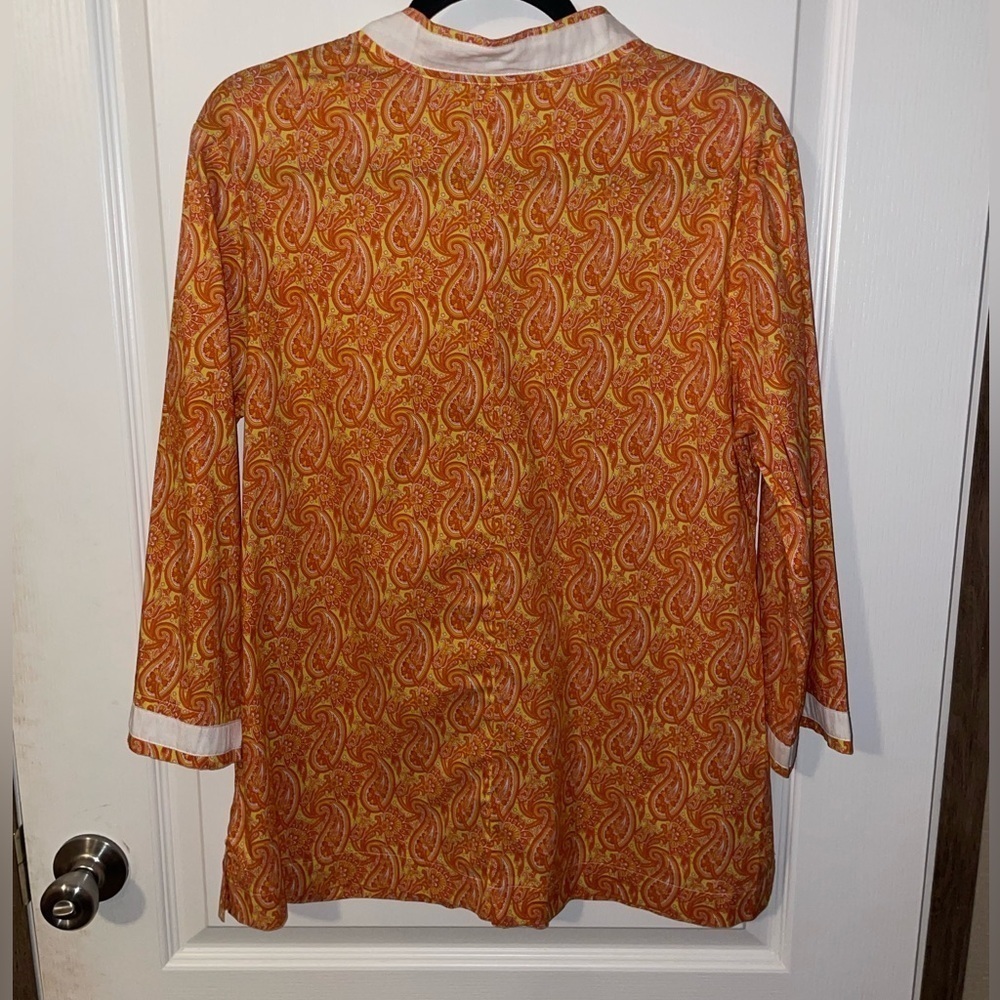 Peter Millar Orange and Yellow Paisley Tunic Top size large - Picture 2 of 5
